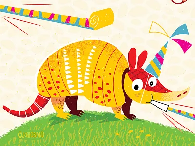 Happy Birthday Armadillo armadillo birthday celebration fun texture vector whimsical