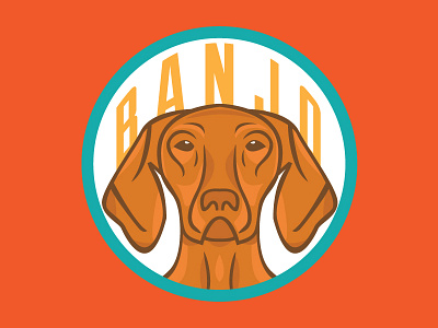 I have a dog. His name is Banjo dog logo outdoors vizsla