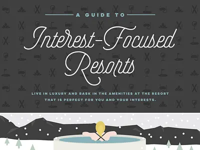 Resort Guide hot tub icons illustration infographic neutrals pattern skiing snow typography