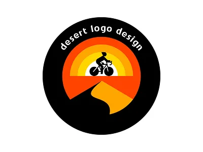 desert logo design bicycle branding circle desert design graphic design logo sun typo typography vector