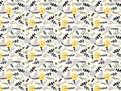 Brassica + Bark botanical floral hand drawn illustration pattern repeating