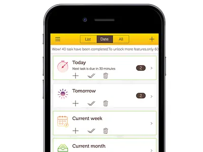 Date view-It's time! current design graphic icons ios8 month today tomorrow ui ux week
