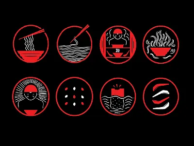 Ramen Knowledge Icons design icon simple vector