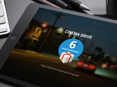 Cinema Drive application branding drink and drive edutainment game responsive teenagers