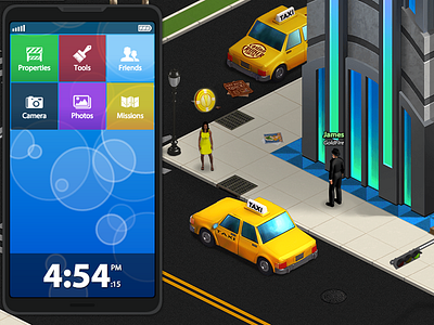 In-Game Phone blue buttons flat game icons phone smartphone vector