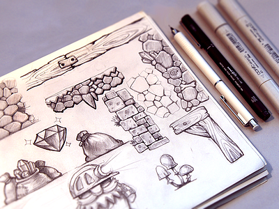 Game Textures brick brilliants game gameart gems miner mushroom rocks sketch texture tiny wood