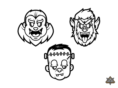 Scary stickers cartoo dracula frankenstein funny horror scary sticker vampire vector werewolf