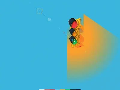 Traffic light 3d after effects blue c4d green orange red style frame traffic light yellow