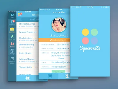 SyncroniZe app colorful design graphic social ui ux