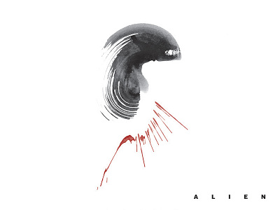 Homage to Alien alien hr giger ink mixed media splatters