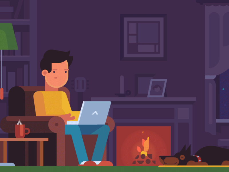 Uh oh... he's awake. angry design dog fire gif illustrators motion