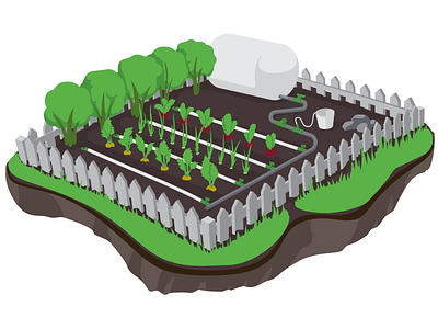 Greenriver garden illustration simplistic vector