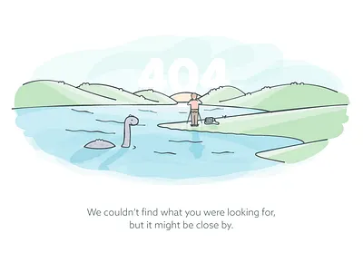 404 Page 404 error illustration loch ness nessie watercolor