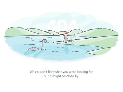 404 Page 404 error illustration loch ness nessie watercolor