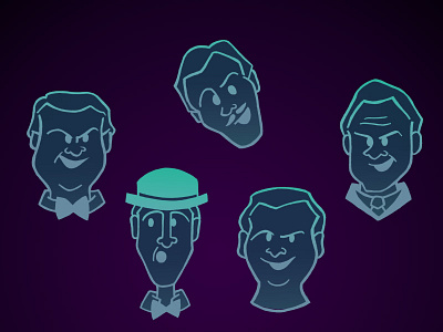 Grim Grinning Ghosts... disney world haunted mansion illustration singing busts