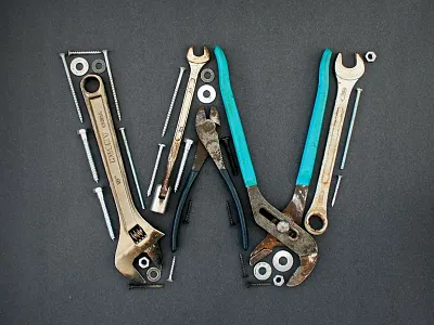 W! dimensional lettering paper shadow texture tools type typography vintage