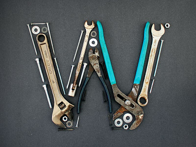 W! dimensional lettering paper shadow texture tools type typography vintage