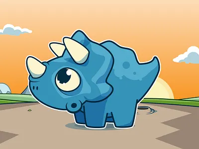 Triceratops blue dino vector