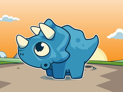 Triceratops blue dino vector