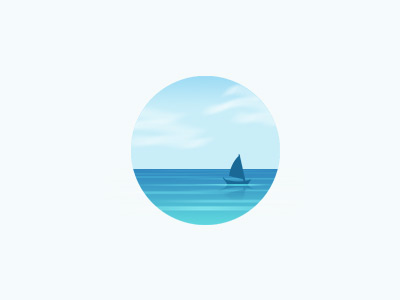 Silence blue circle icon illustration nature sea ship sky water