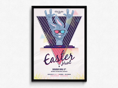 Easter Party Flyer bunny club easter flyer house illustration party rabbit