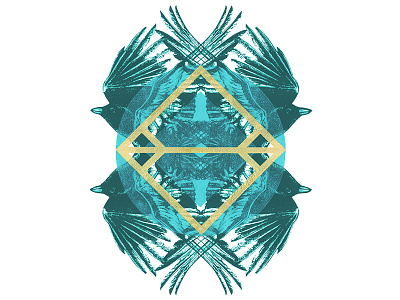 Crow Screen Print art birds design drawing geometry graphic design illustration print printmaking screen print teal triangle