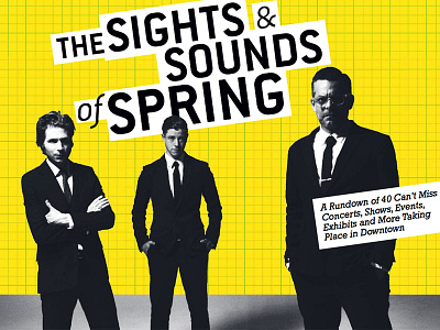 Spring A&E arts design editorial entertainment grid interpol news photography typography yellow
