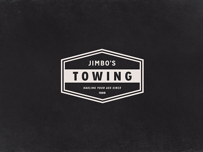 Jimbo's Towing americana logo lost type sans serif sign tow truck typography vintage