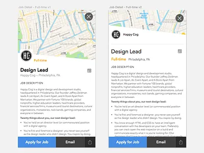 Full-time App Job Detail View full time app job detail layout sketch