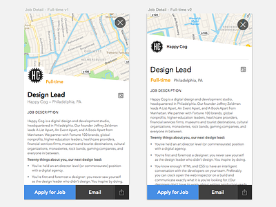 Full-time App Job Detail View full time app job detail layout sketch