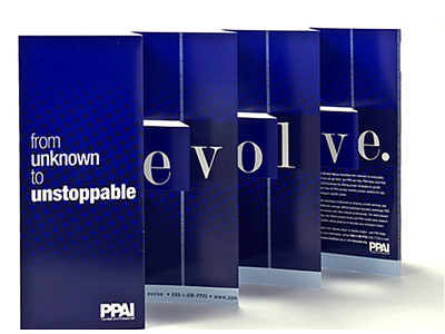 PPAI Evolve accordion fold die cut evolve ppai purple