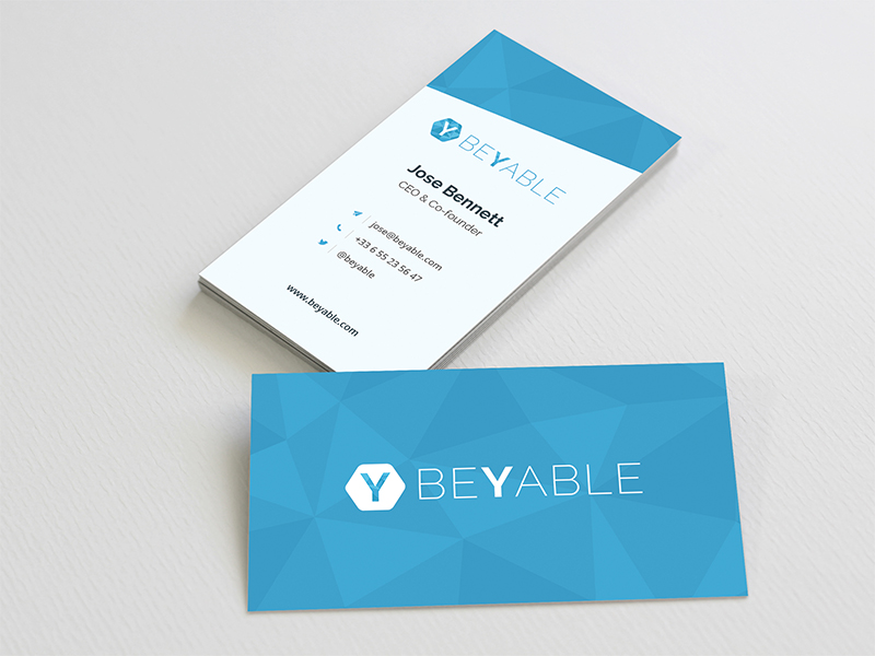 Business Card beyable blue branding business card geometric identity logo low mockup poly polygon startup