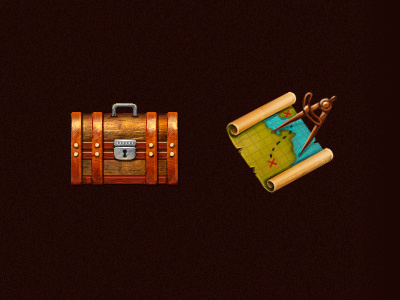 Icons for facebook game «Western» chest game icons map social