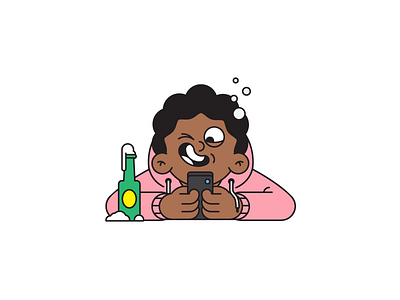 Drunk Texting for motto app 2d character beer character design drunk illustration illustrator phone sticker texting texting