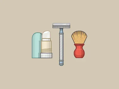 Shave items beard cream illustration illustrator miguelcm razor shave shaving brush soap