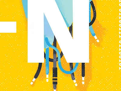 N / Plugs hack letters poster print serif technology wip wires yellow