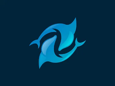 Dolphin Logo Mark blue branding dolphin fish gloss letter logo mark swirl water z