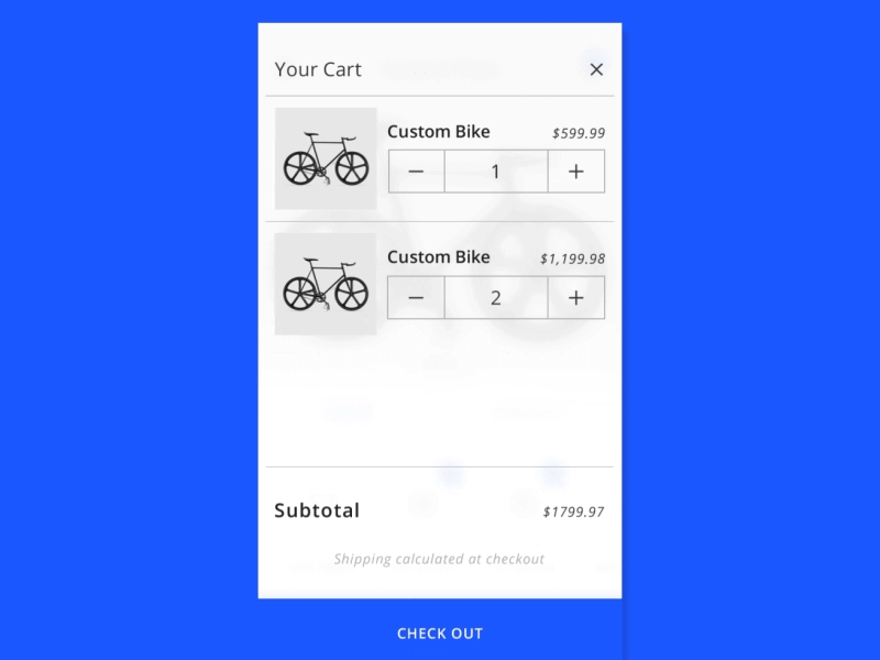 Bike Builder Cart app bike button cart gif interface menu motion nav ottawa ui ux