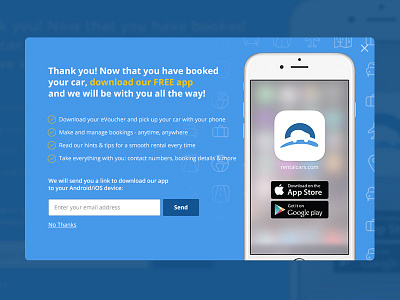 rentalcars.com Download app modal app download moral pop up promo ui