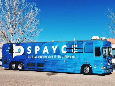 "The Rocket" Tour Bus bus bus wrap design fractals icons low poly polygons rocket space the rocket tour bus wrap