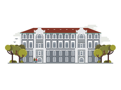 Landmarks of Istanbul - Boğaziçi University architecture art boğaziçi building design digital illustration illustrator istanbul landmark turkey university