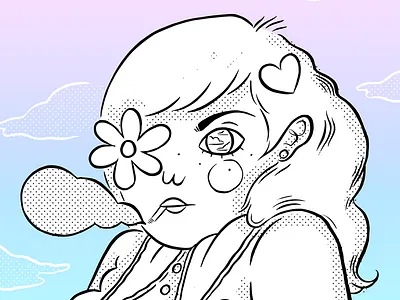 La Cienega cartoon drawing feminism gradient graphic illustration la ombre sunset tuesday bassen