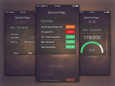 Goals App Pitch goals ios mobile ui ux