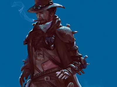 Gunslinger character drawing fantasy game gunslinger painting photoshop rough steampunk