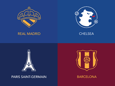 Minimalist Football Logos barcelona chelsea football illustrator la liga ligue 1 minimalist paris saint germain premier league real madrid soccer vector