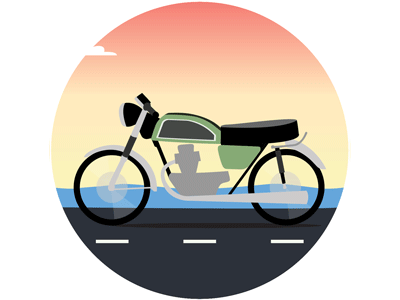 Motorcycle Sunset Ride cafe racer cb200 gif honda illustration motorcycle sunset