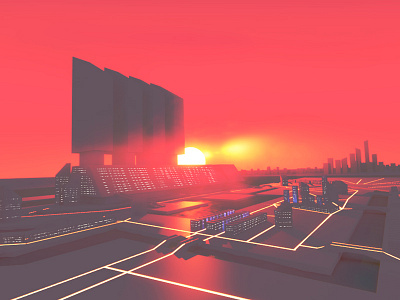 Industry City 3d blender city cyberpunk futuristic sci fi scifi sunset urban