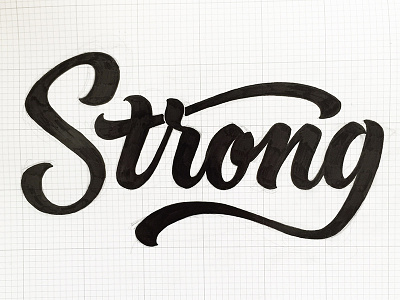 Strong bold hand lettering script type