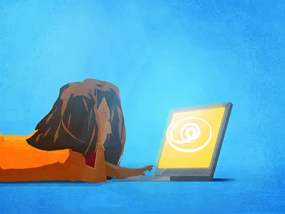 Laptop girl laptop light