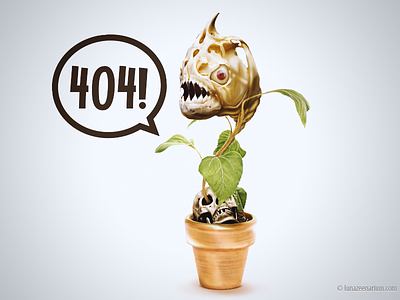 illustration for 404 page 404 flower photoshop piranha plant pot predator skull tech design